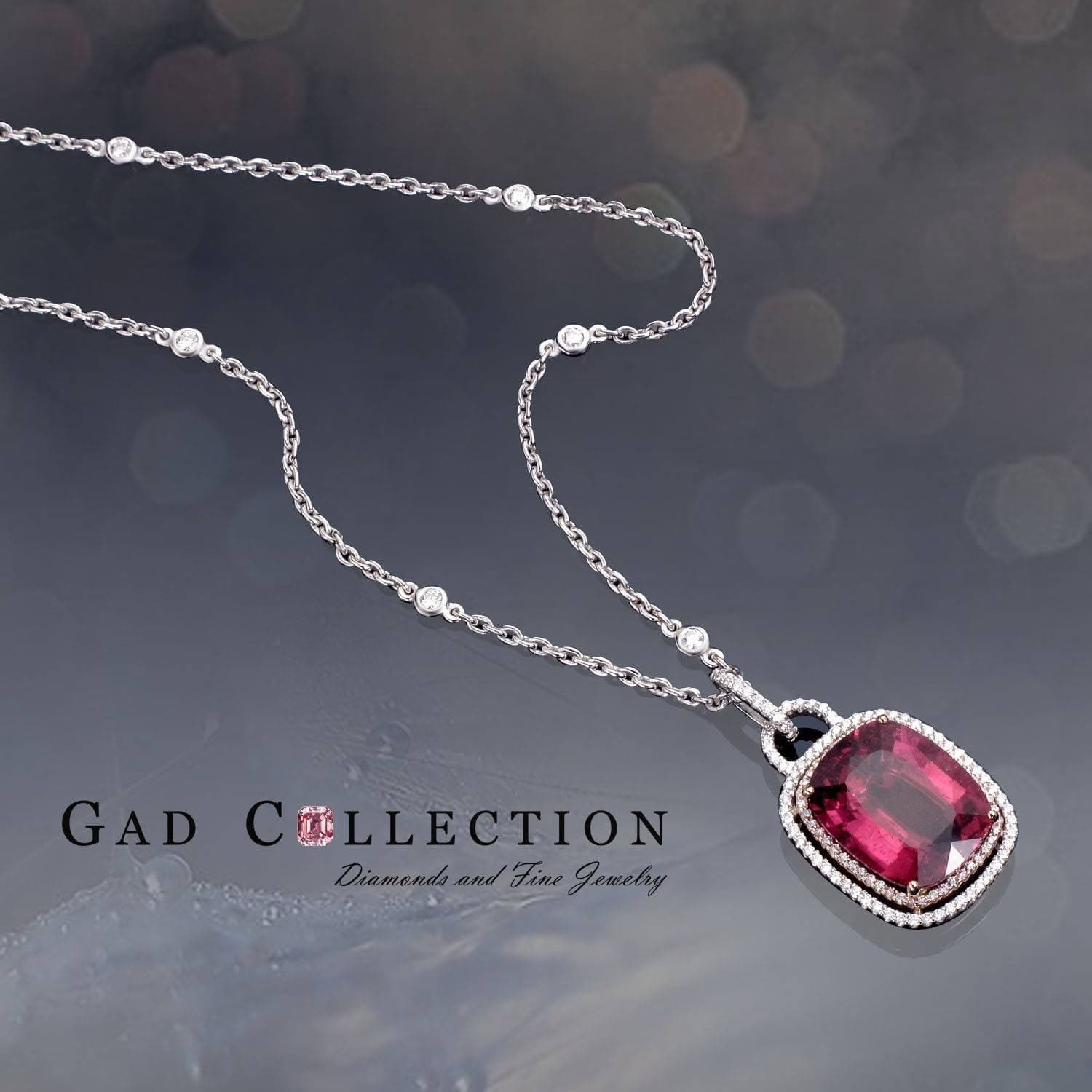 Necklace s/w diamond and rubylight and diamond