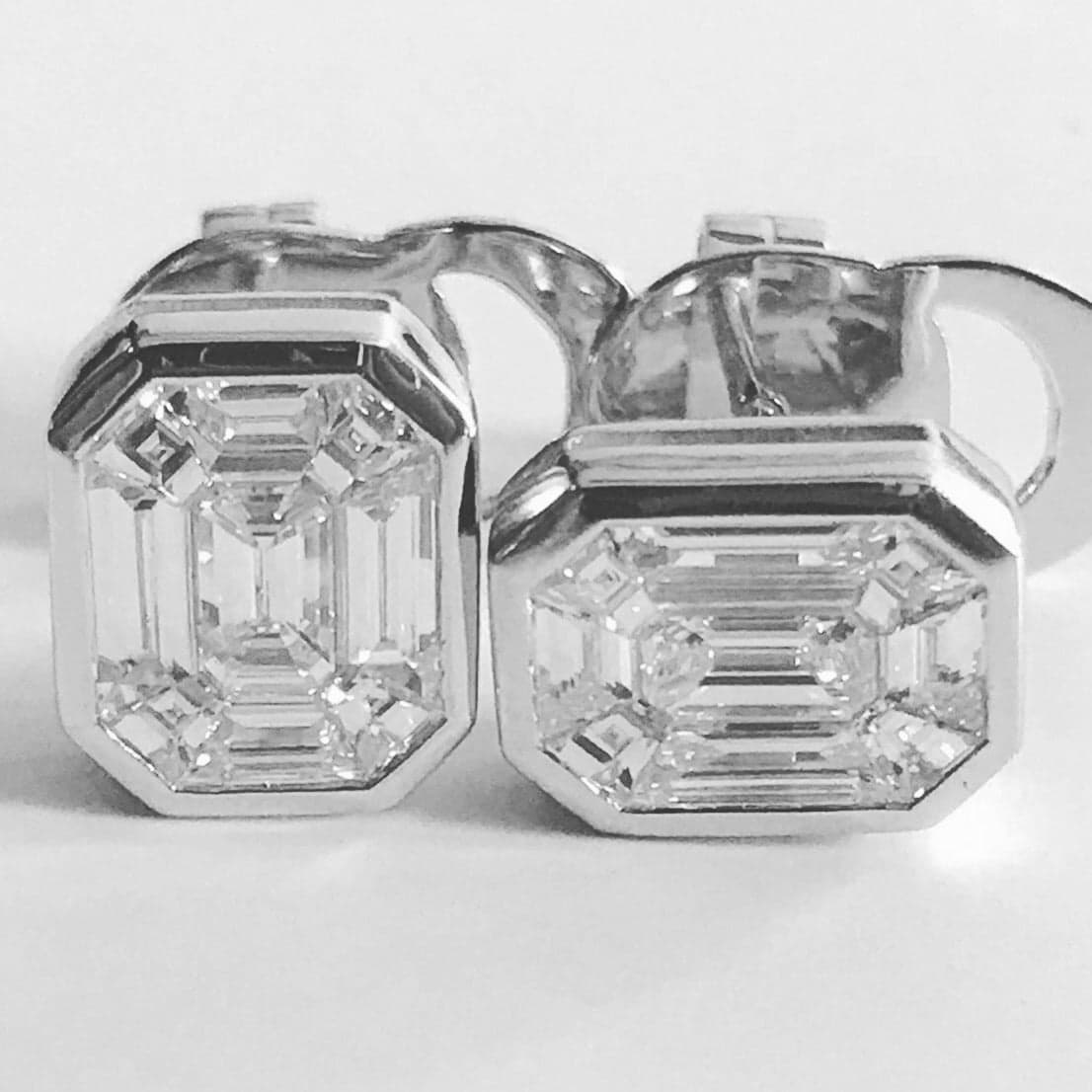 Earrings s/w Emerald Pie Cut Diamond