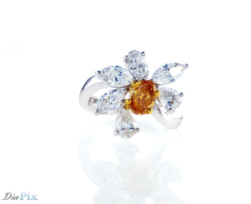 14315 PT950 Ring s/w Fancy Vivid yellow orange