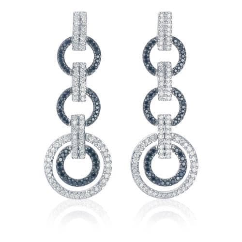 Earrings 18kw gold s/w Black& wh diamond