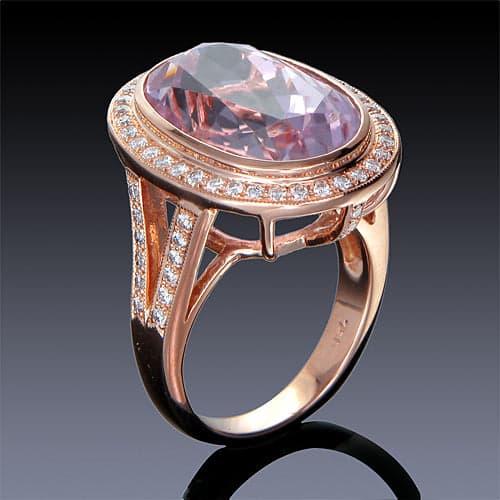 Ring 18kPink gold s/w Kunzite & Diamond