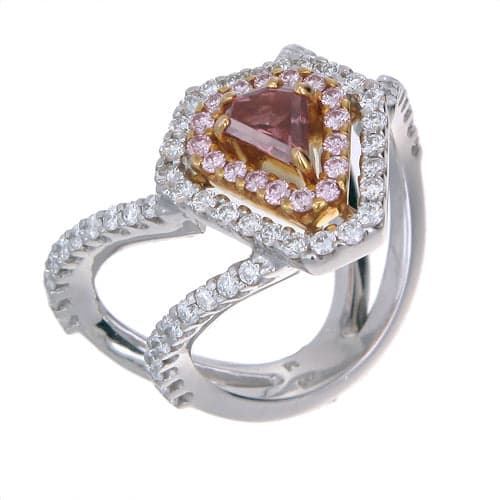 Fancy color Ring PT950&18KP gold s/w Fancy pink diamond