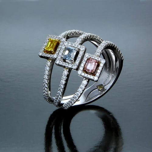 Fancy color Ring PT950&18KPY GOLD s/w I.P &FB &VY