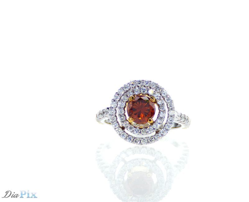RING PT950&18KY Gold s/w Fancy D.B.O GIA
