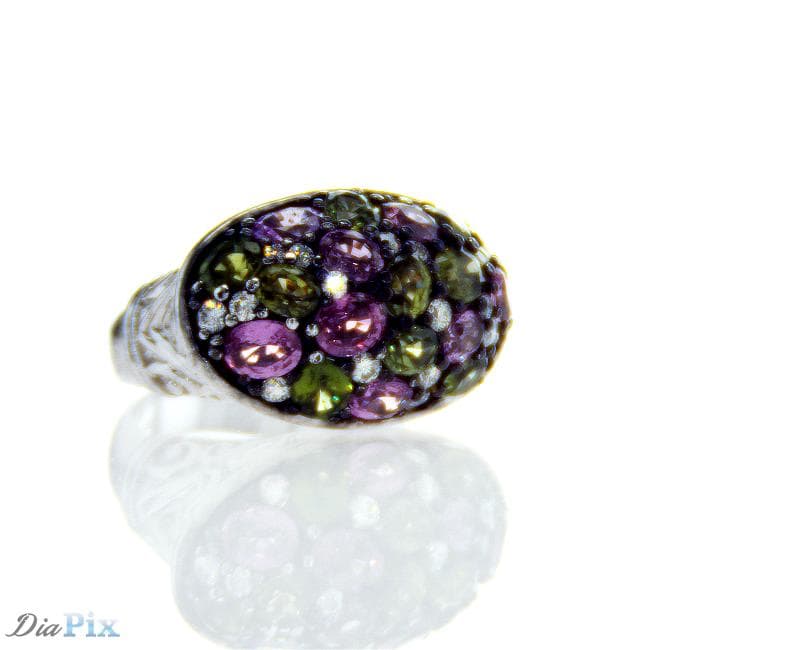 Ring 18KWGOLD s/w Diamond &Sapphire