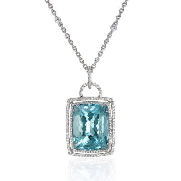Necklace 18KW s/w Aquarium &Diamond