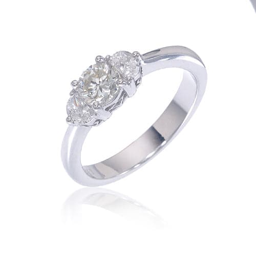 Engagement Ring # 15530 18KW GOLD s/w H.Moon &Rd diamond