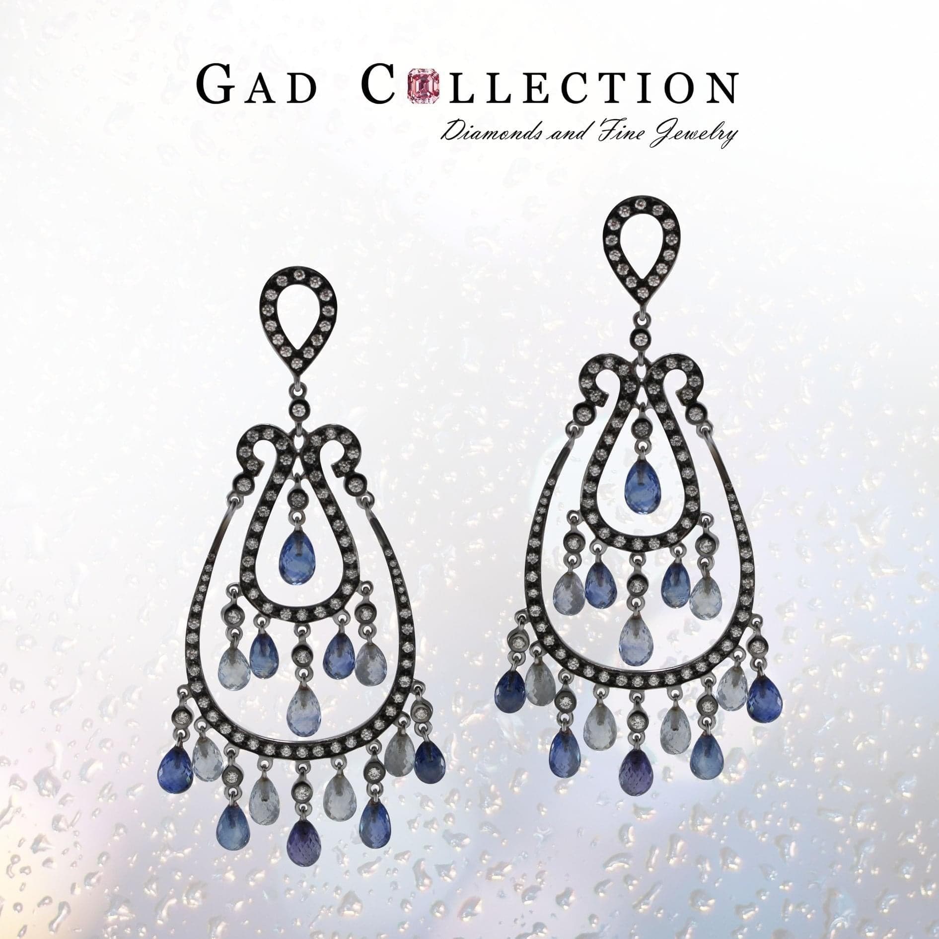Earrings 18KW GOLD s/w Sapphire &Diamond
