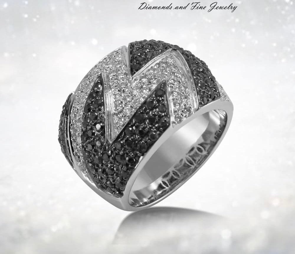 RING 18KWGOLD s/w white & Black diamond