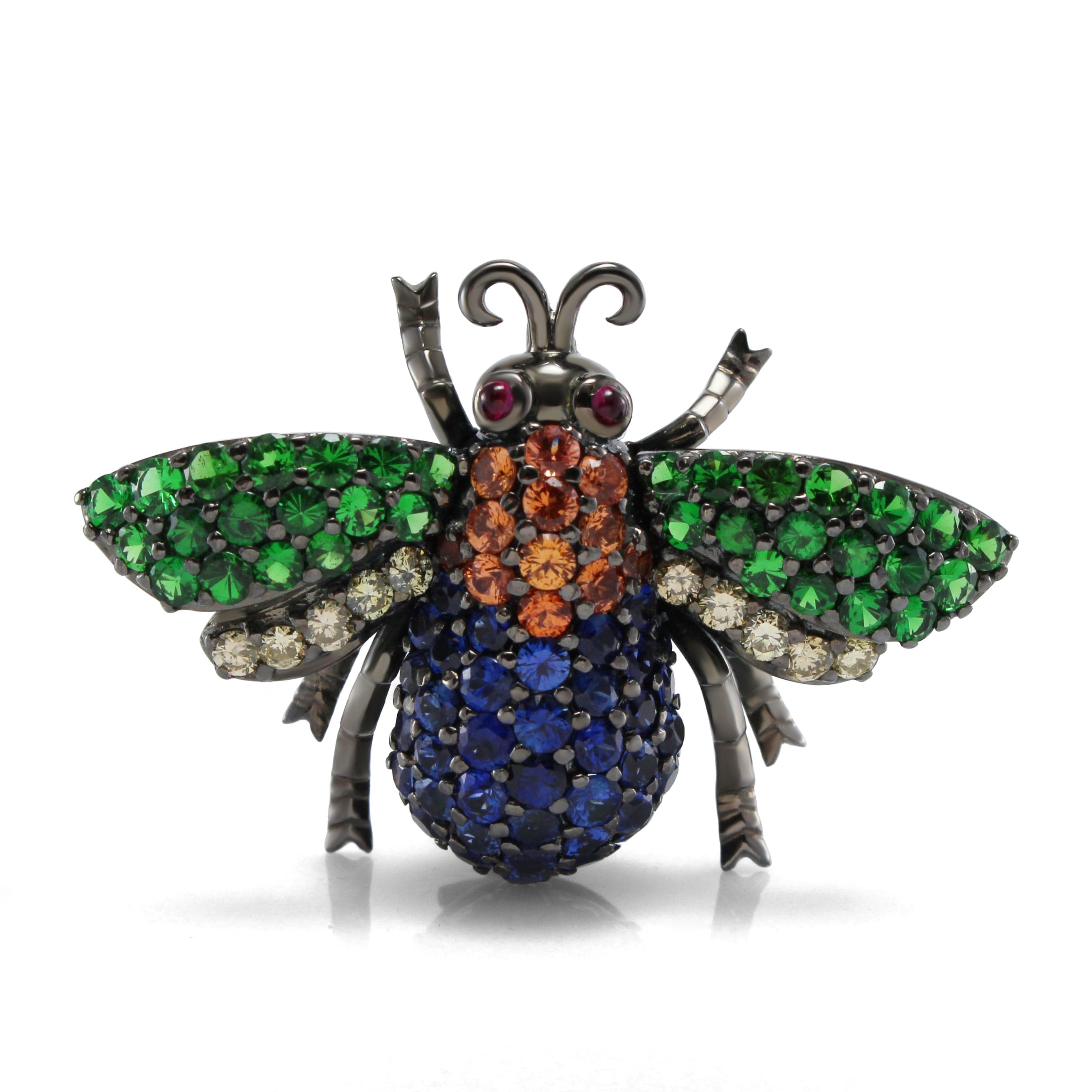 BROOCH 18KWGOLD s/w Sapphire &Diamond.