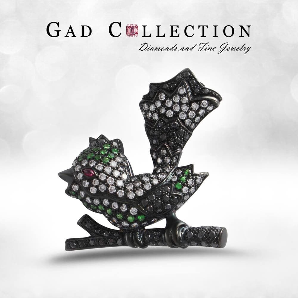 BROOCH 18KWGOLD s/w Black&White Diamond