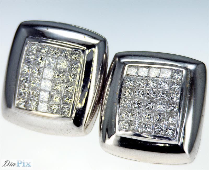 Earrings 18KWGOLD s/w Princess invisible diamond
