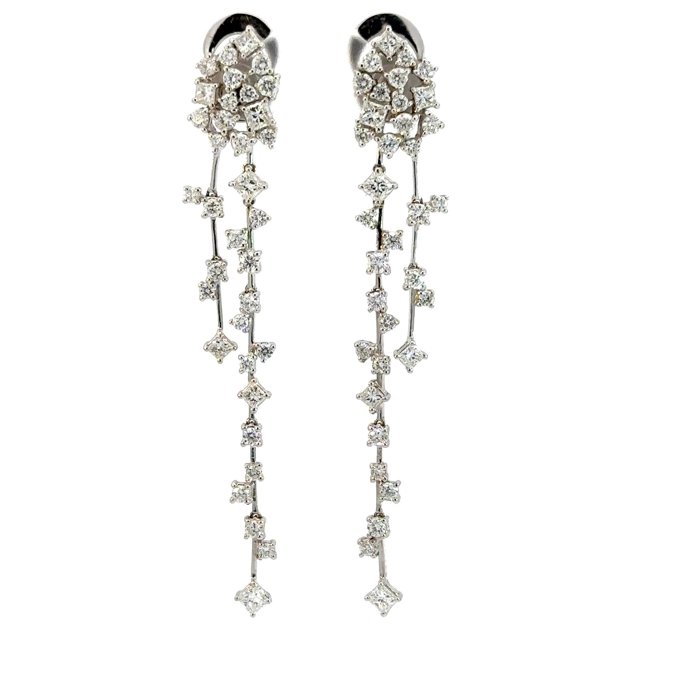 Earrings 18KWGOLD s/wPrincess diamond &Round Diamond.