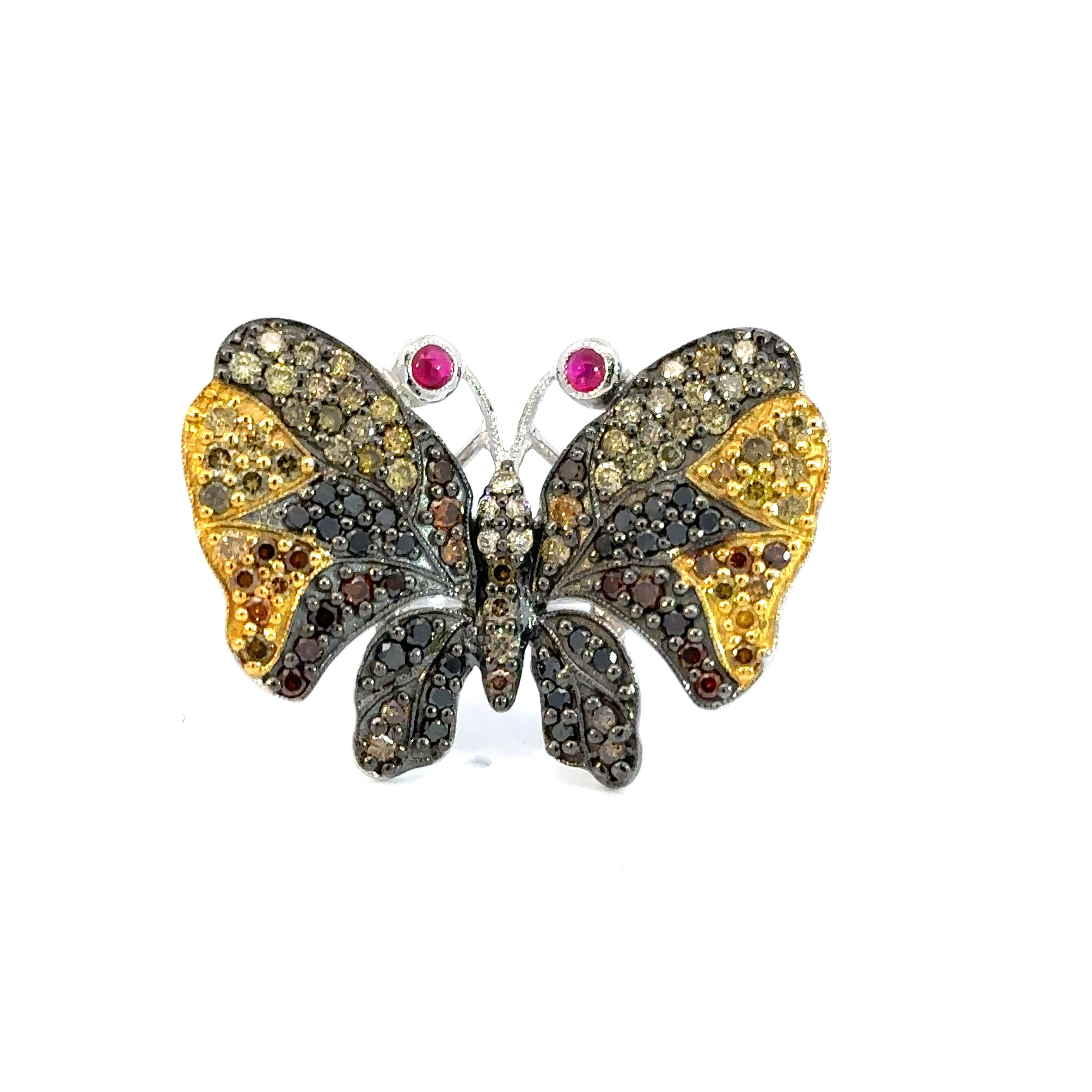 Ring 18KWGOLD s/w Natural Fancy Yellow &Black Diamond