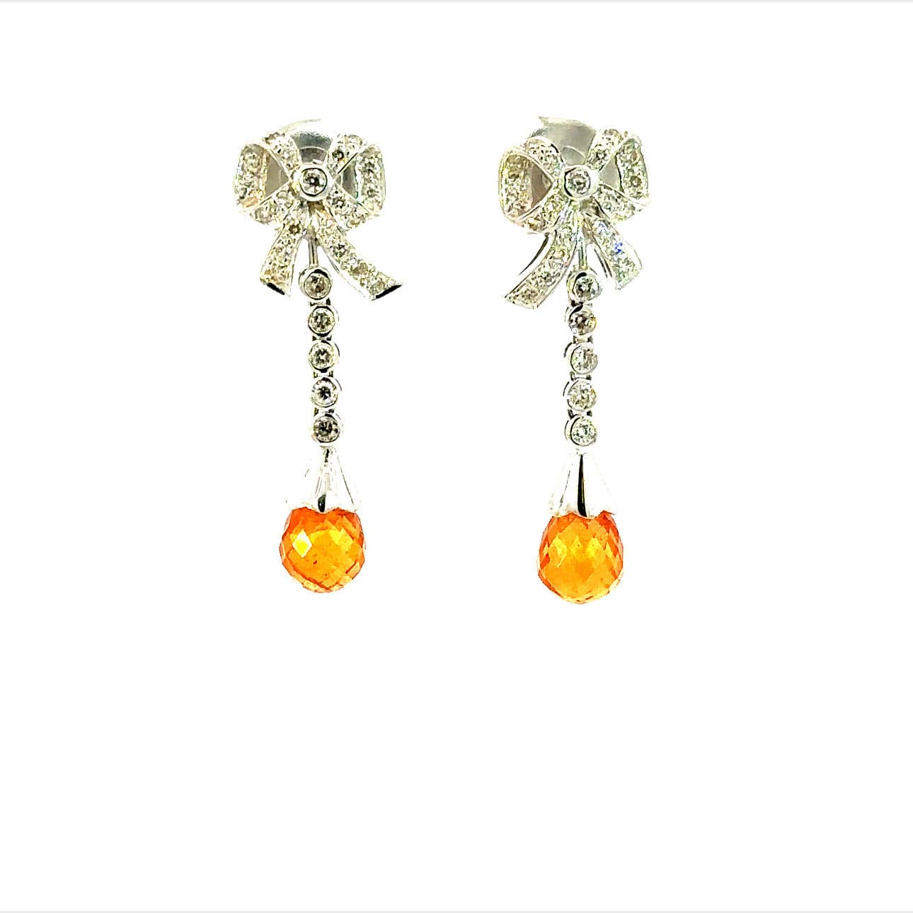 Earrings 18KWGOLD s/w Briolet & Diamond