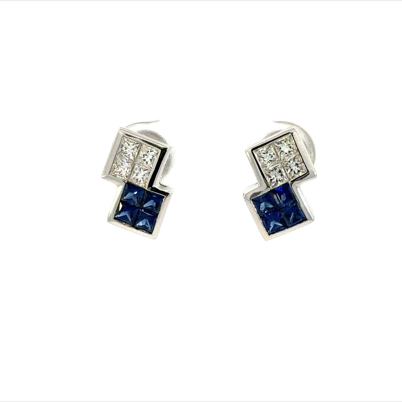 Earrings 18KWGOLD s/w Invisible diamond &Invisible Sapphire.