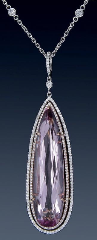 Necklace 18KPWGold s/w Kunzite &Diamond