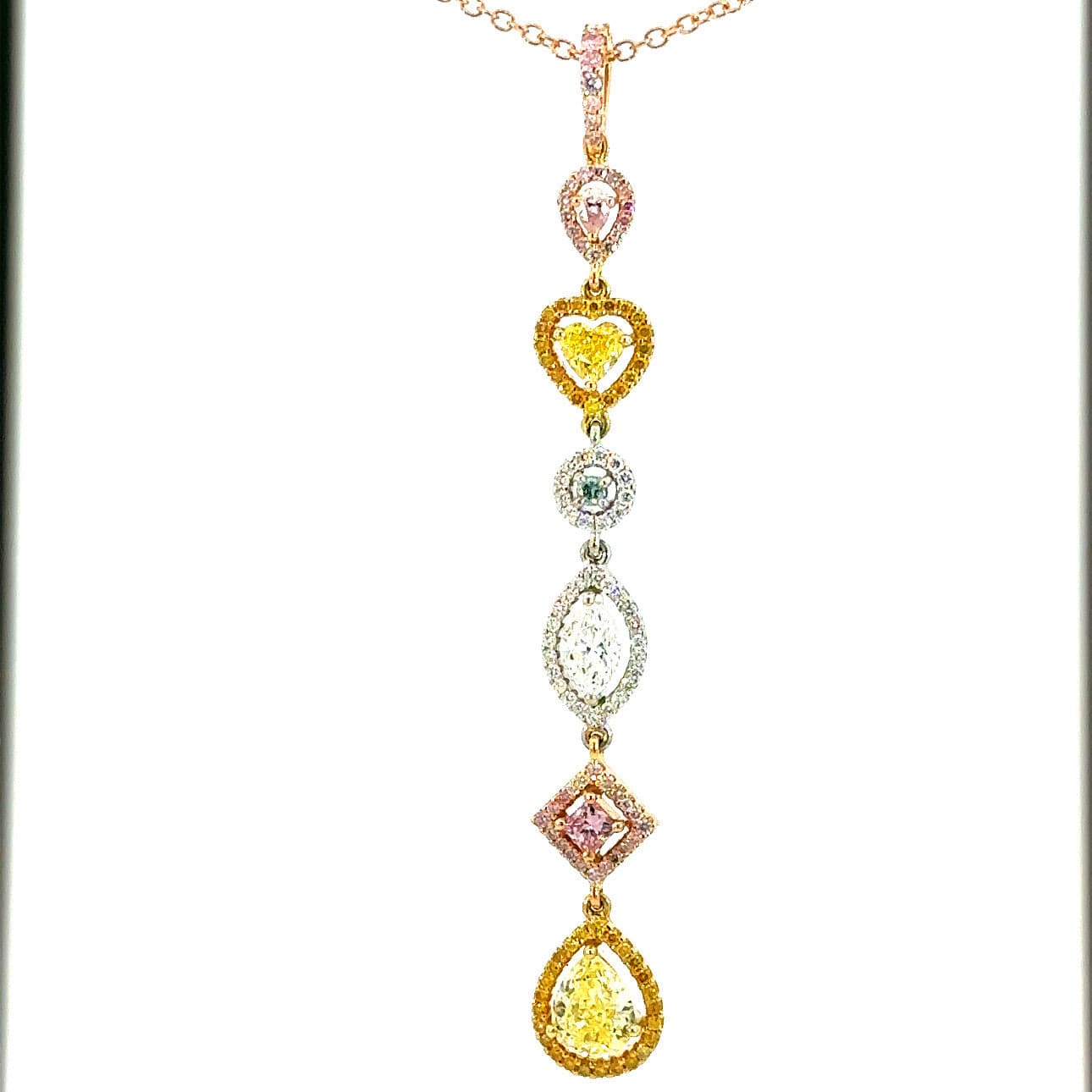 Pandent PT95O+P+Y 18K s/w Fancy cocktails natural diamond