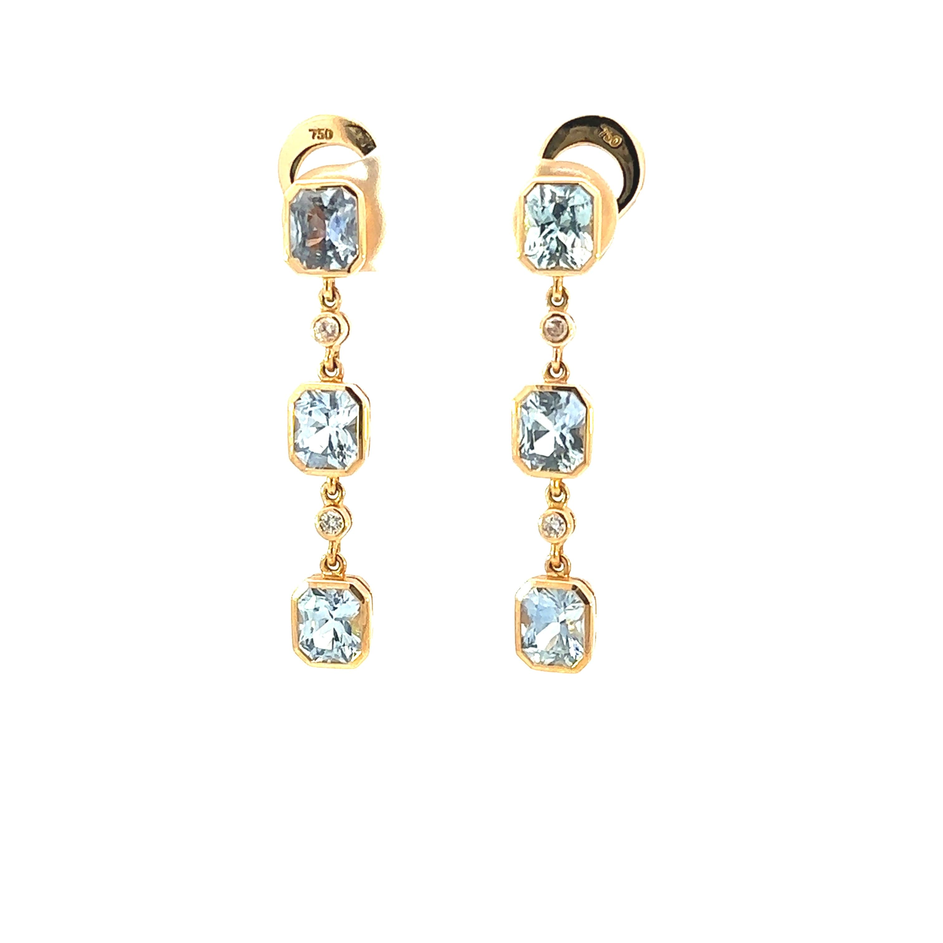 Earrings 18K Pink Gold s/w Sapphire and Diamond