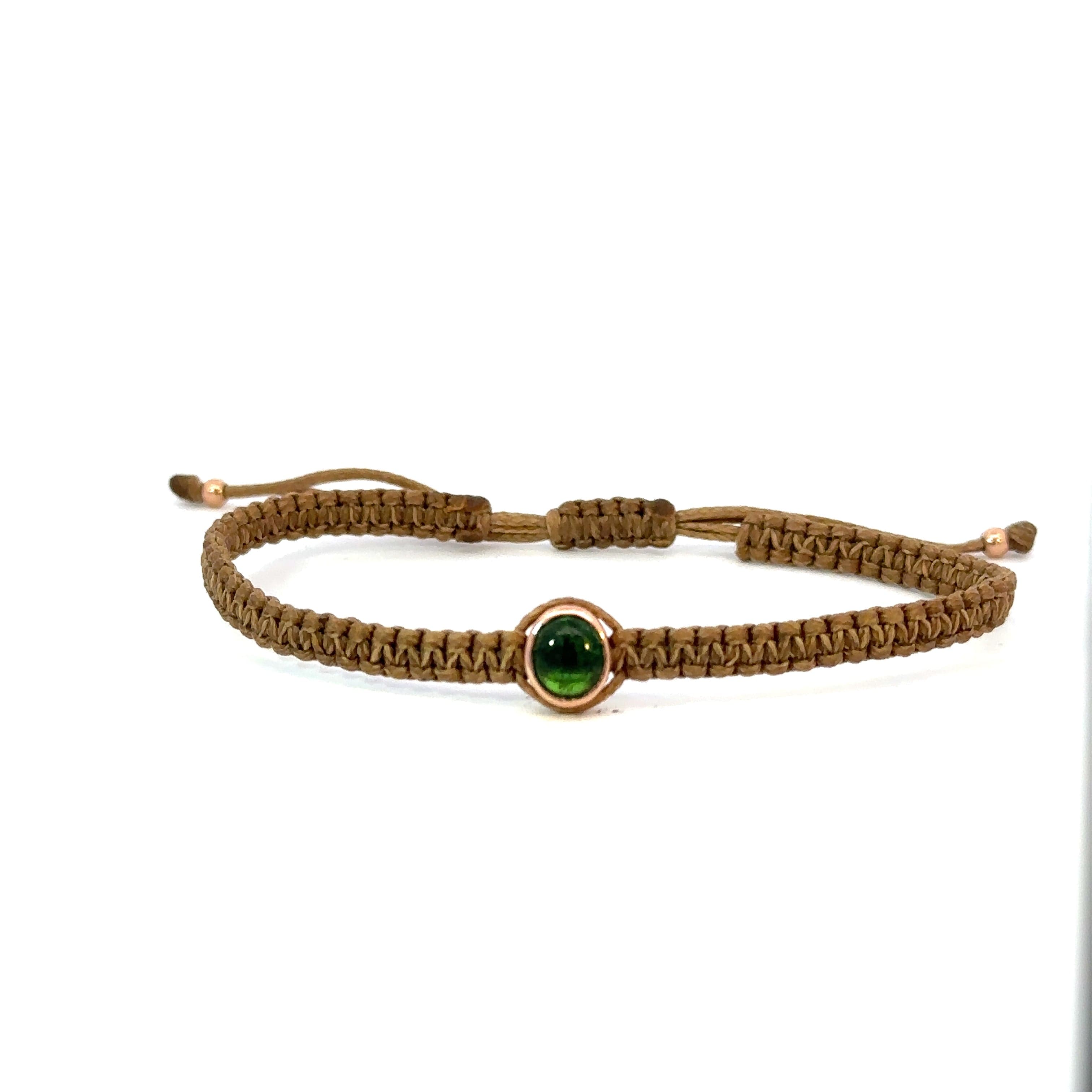 Braided bracelet 14Kpink Gold S/w Green Tourmaline