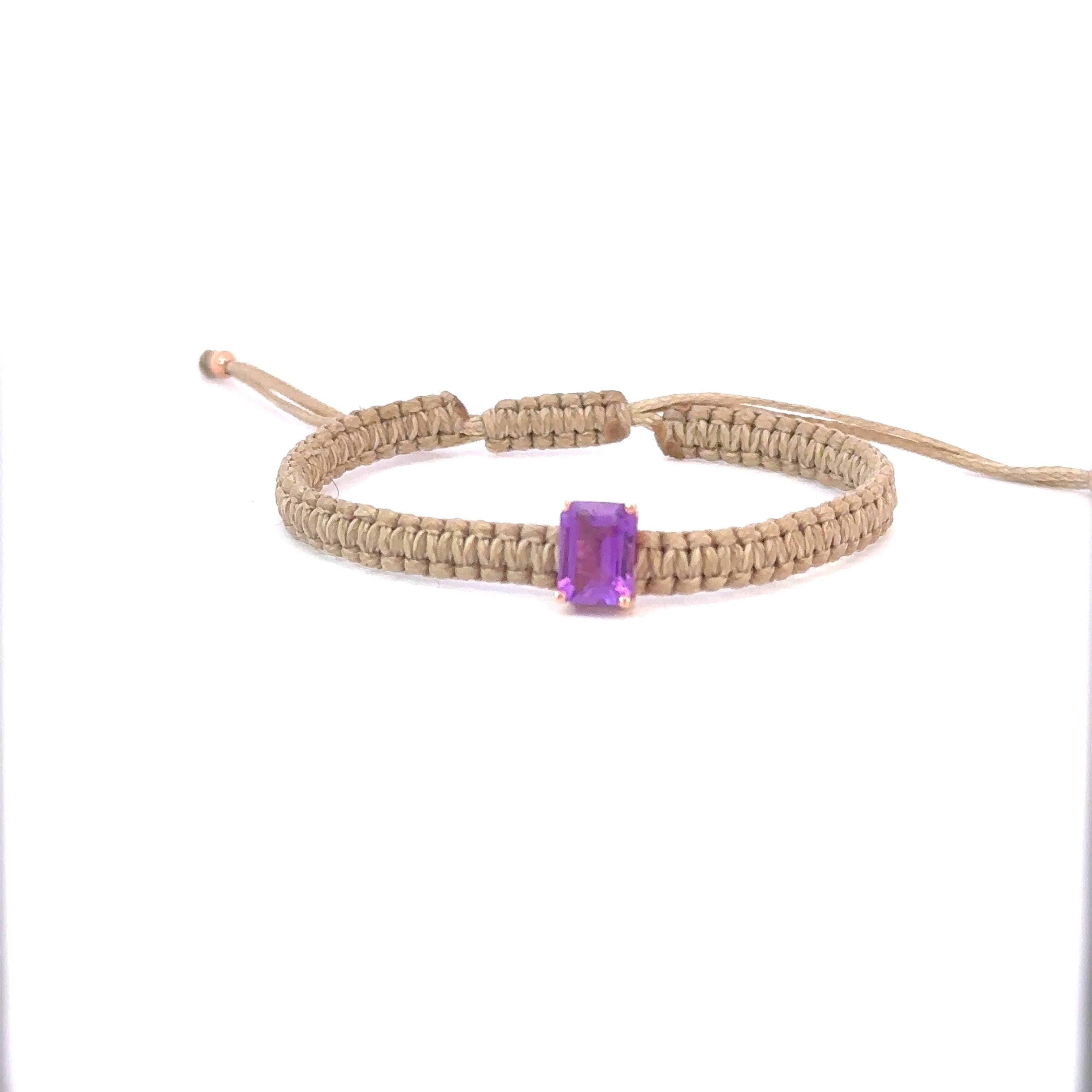 Braided bracelet 14KPINK Gold s/w Amethyst