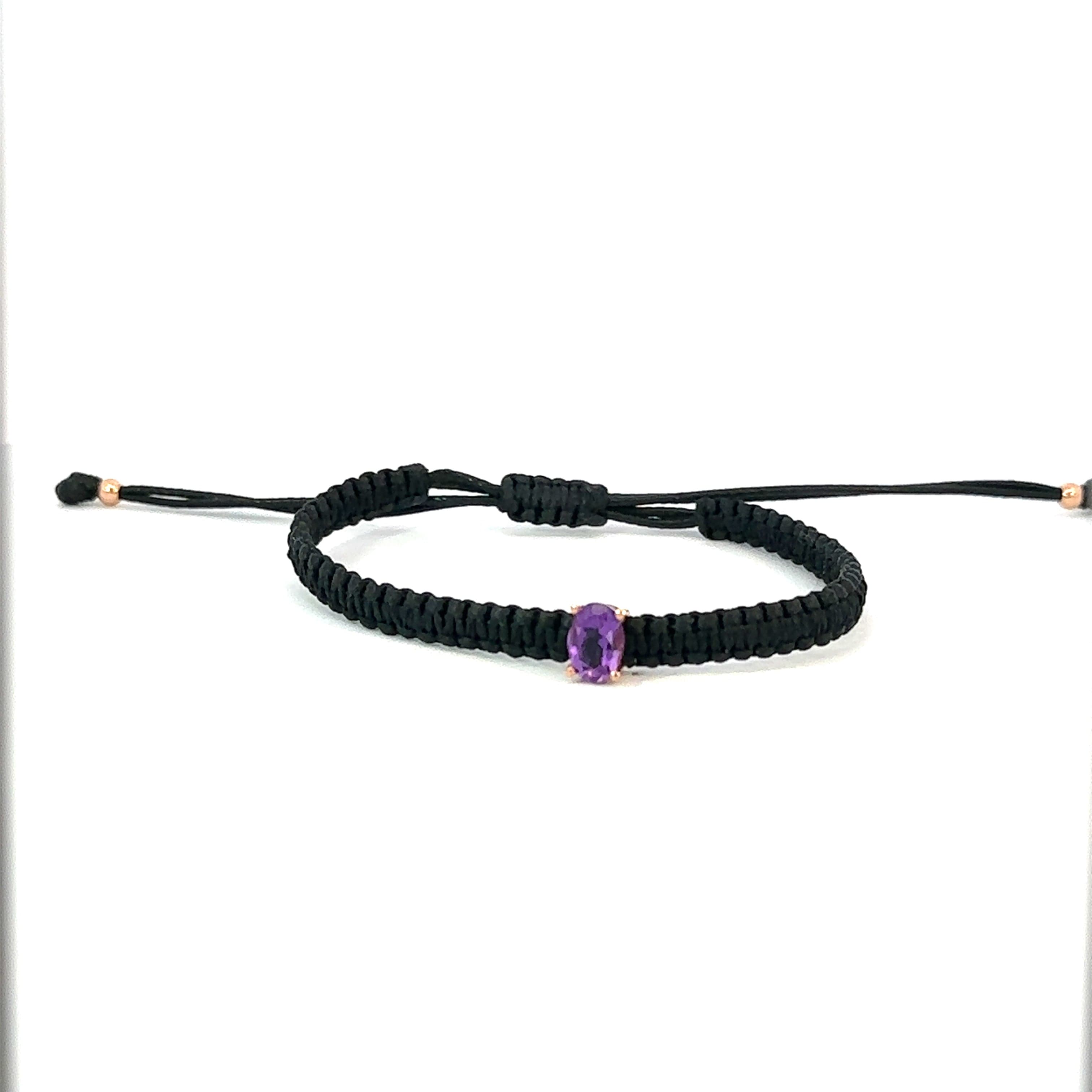 Braided bracelet 14kpink Gold s/w Amethyst