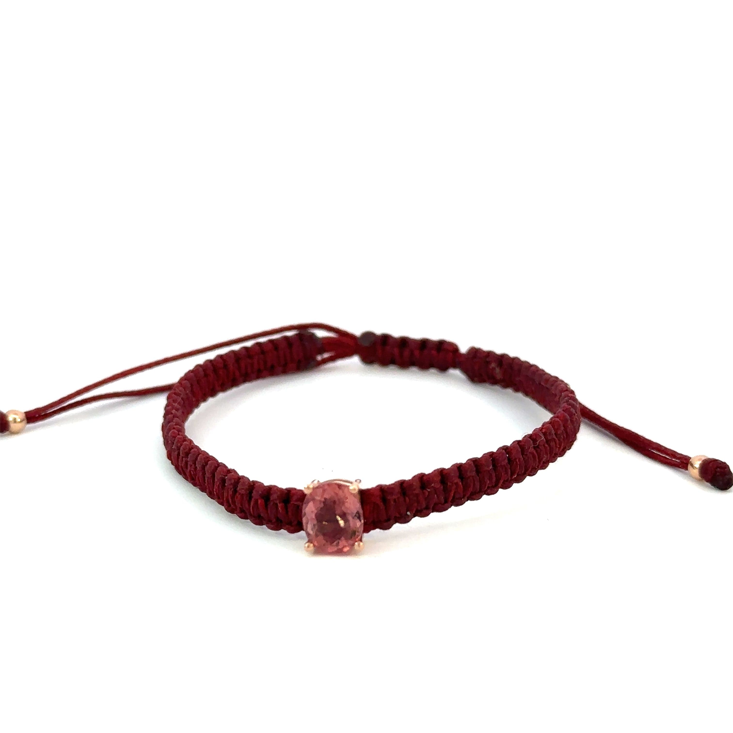 Braided bracelet 14KPink Gold s/w Pink Tourmaline.