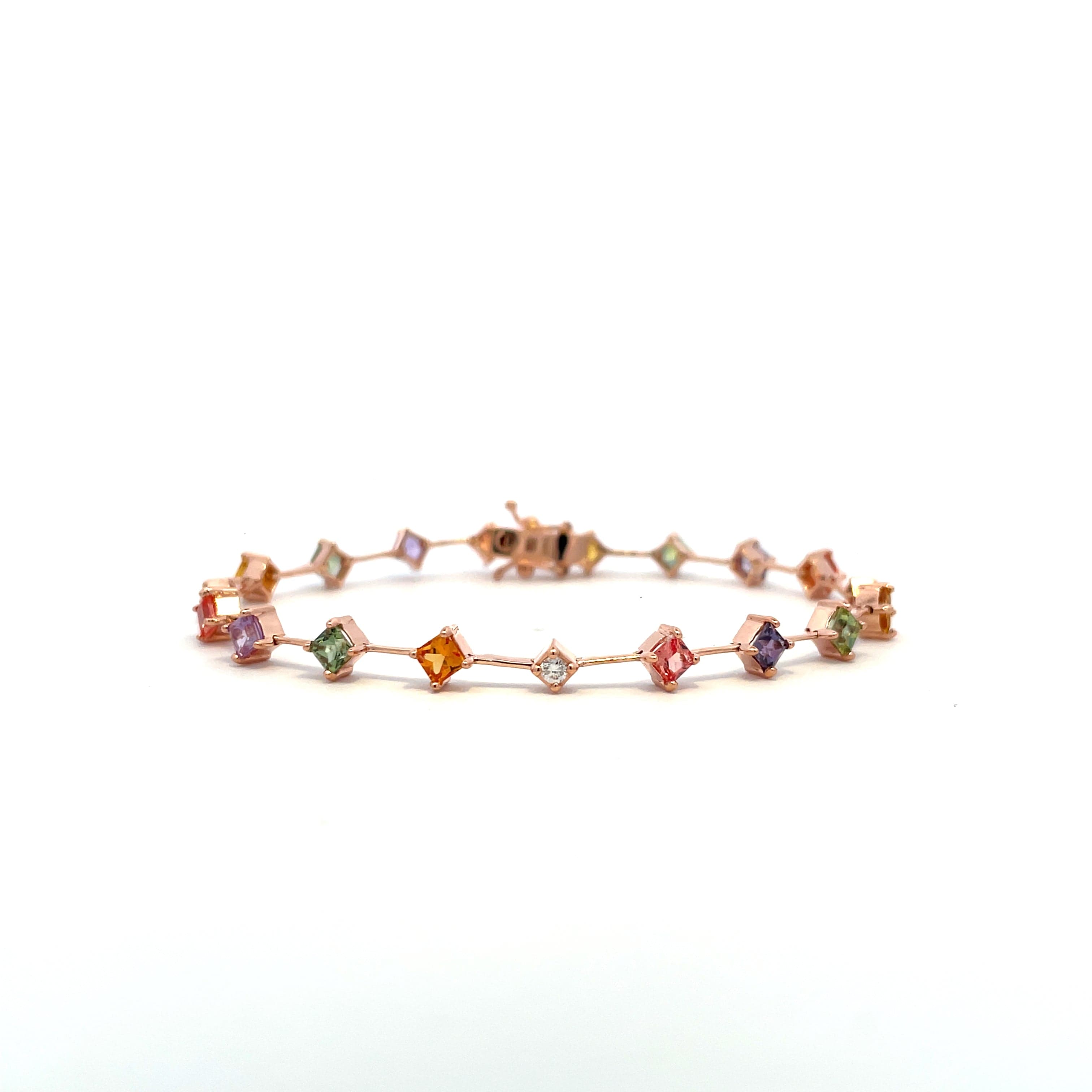 Bracelet Rose Gold 14K S/W Sapphire and Diamond